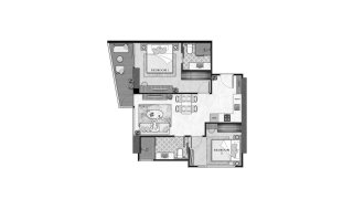 Condominium floor plan, 2 bedrooms in The Riviera California No. 11006