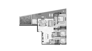 Condominium floor plan, 3 bedrooms in The Riviera California No. 11010