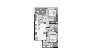 Condominium floor plan, 2 bedrooms in The Riviera California No. 11007